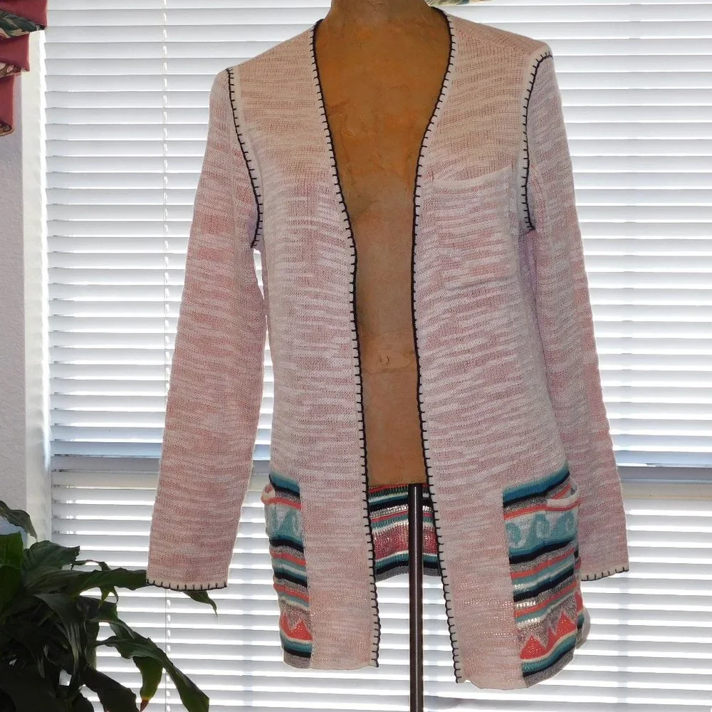 NWT Pink Palm Tree Sweater NIC+ZOE M - Picture 1 of 4